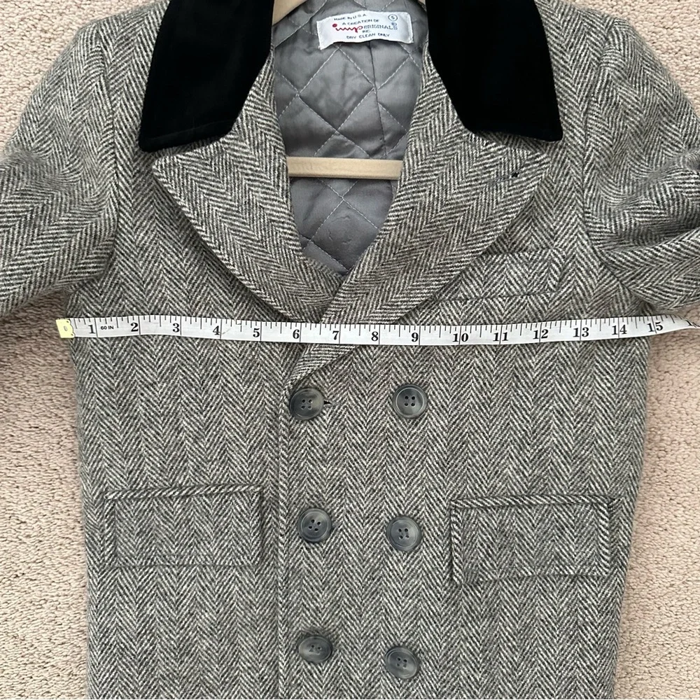 Girls Vintage Imp Originals Wool Tweed Double Breasted Pea Coat - Velvet / Fall